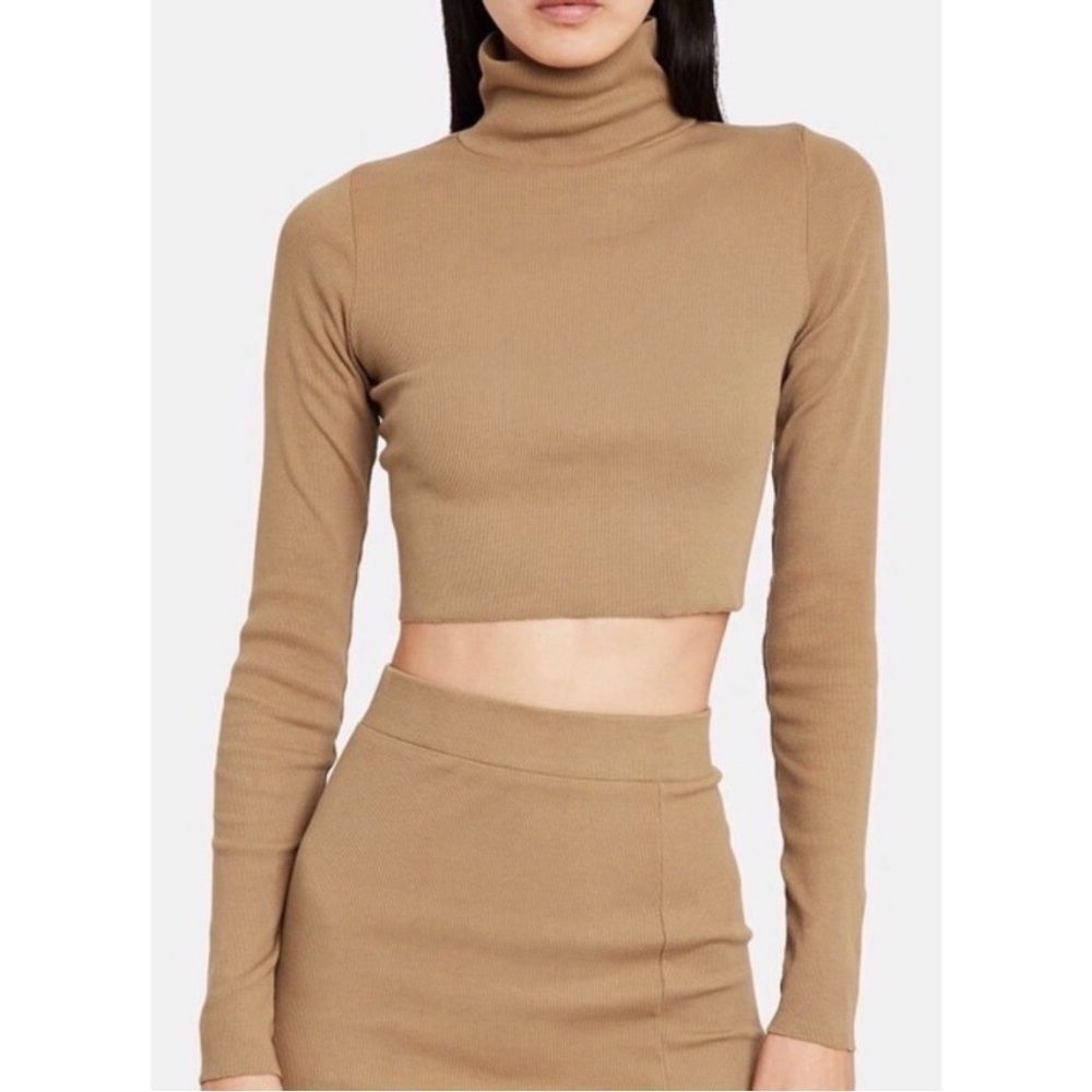 NSF Camel Long Sleeve Crop Top Size P